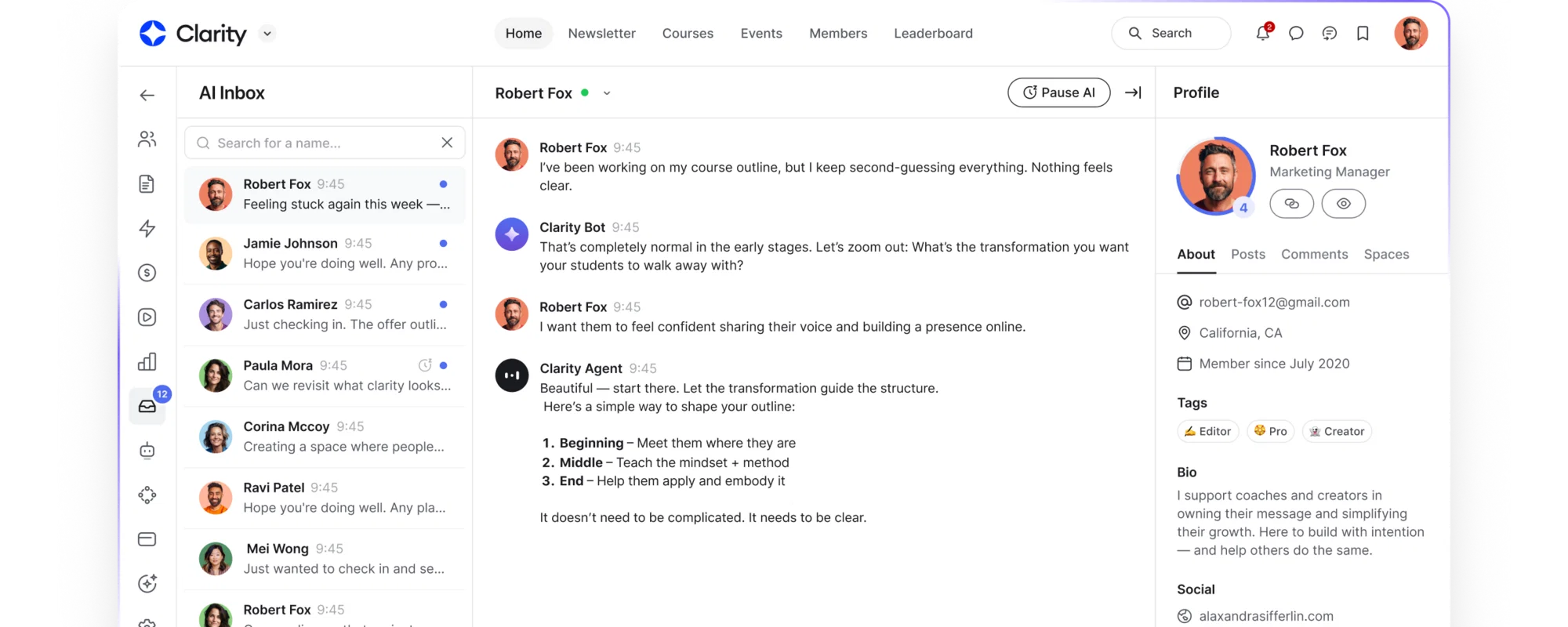 Manage all agent conversations in the shared AI Inbox