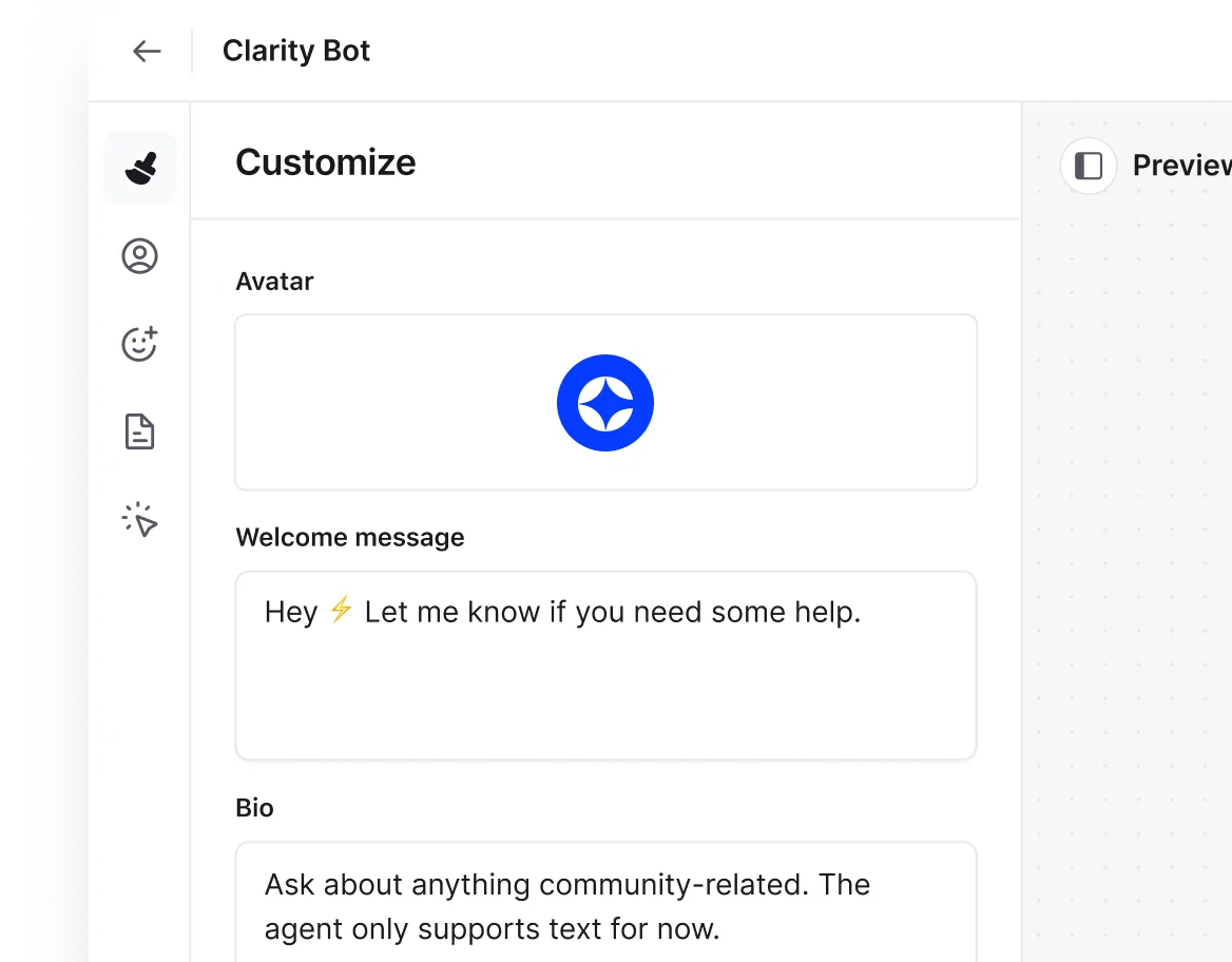 Add personality with a custom name, avatar, and bio