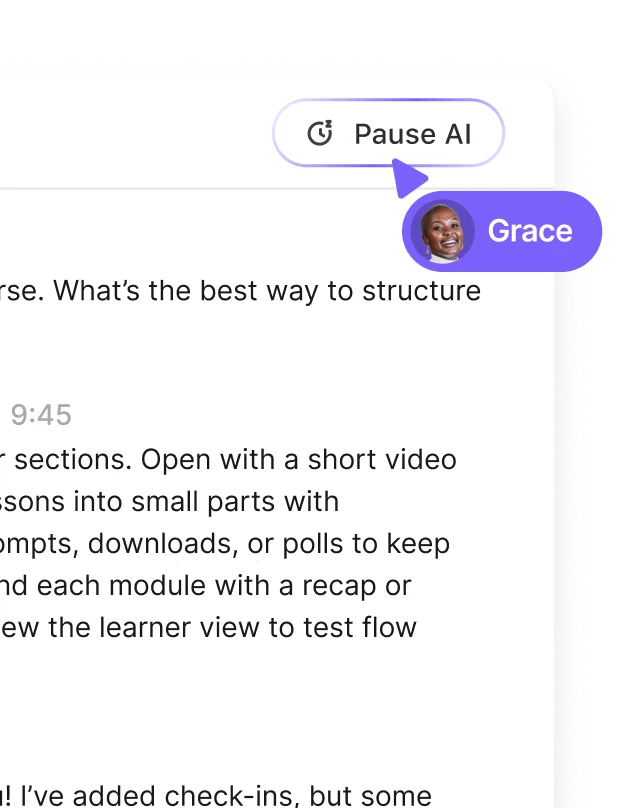 Use Pause AI keywords to hand off sensitive topics to admins