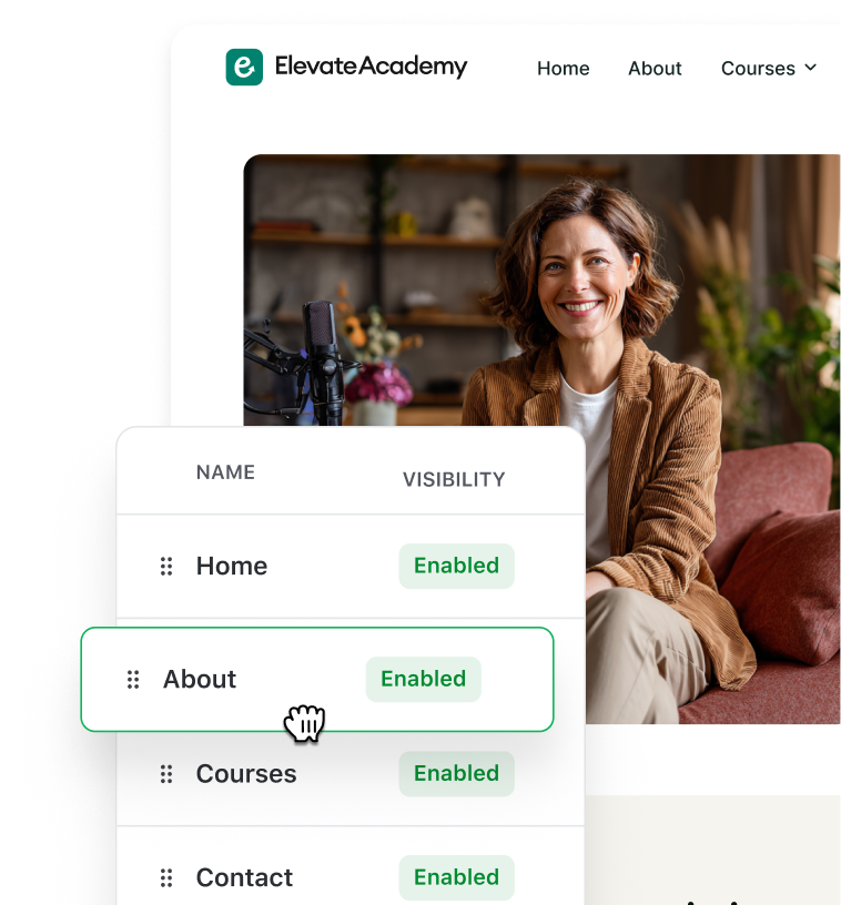 Host your website and landing pages directly in Circle with custom navigation for public and private pages