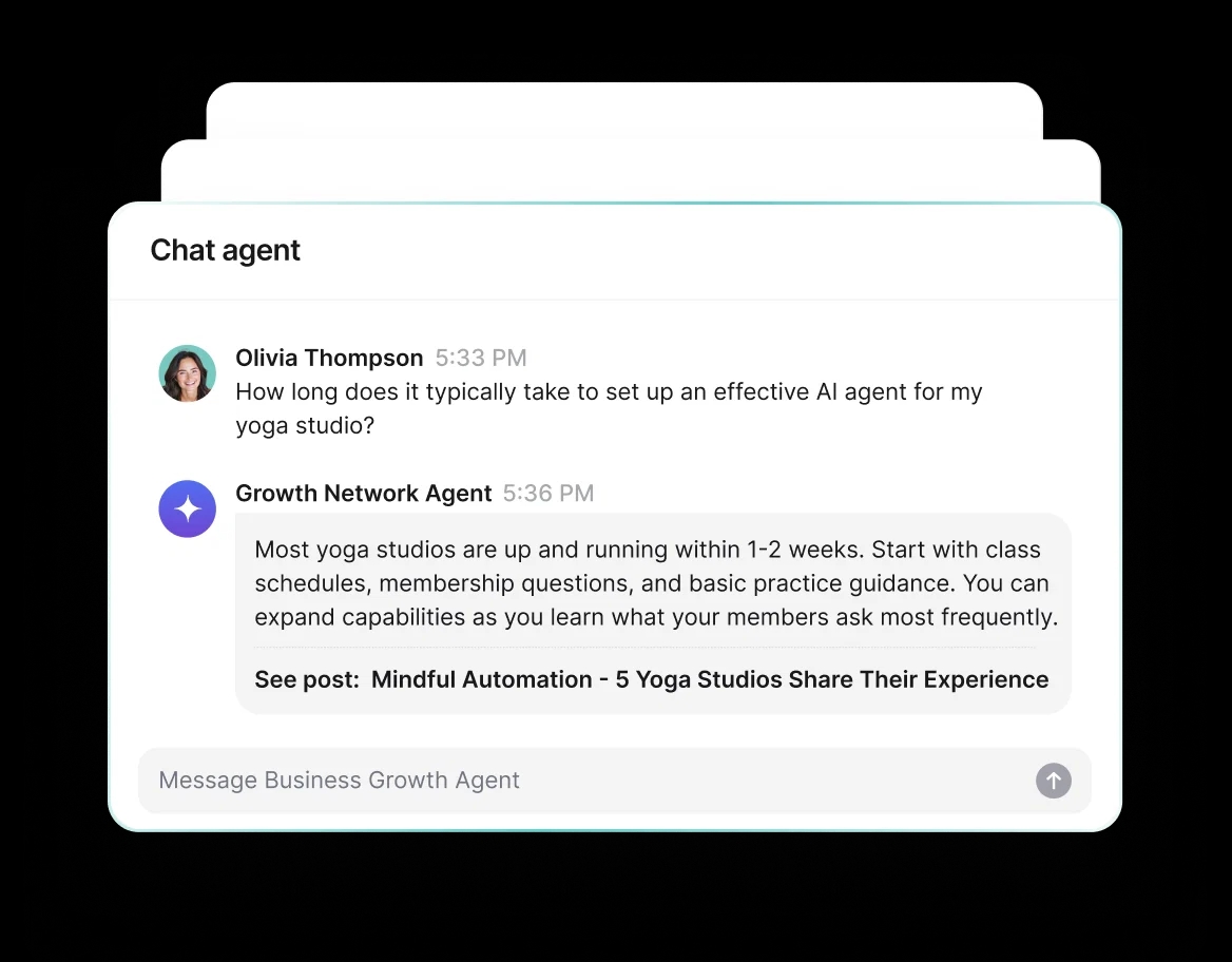 Train AI agents on your brand voice and expertise to guide members naturally