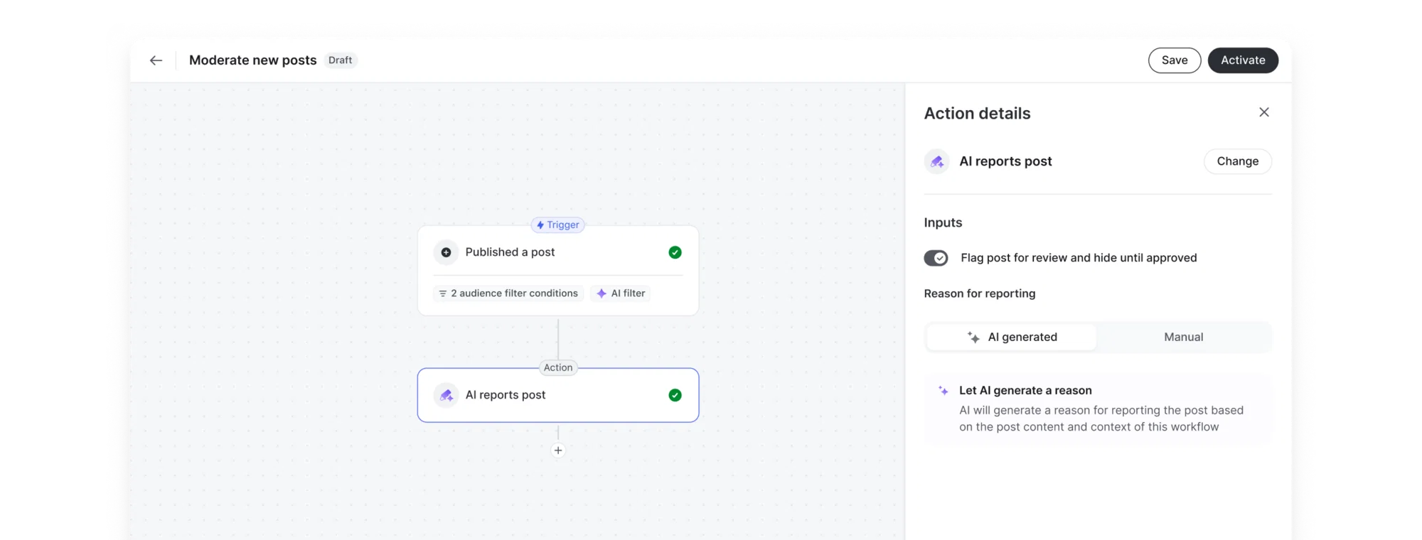 Set access rules and moderation preferences to keep every space relevant and safe