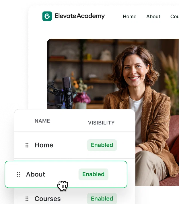 Host your website and landing pages directly in Circle with custom navigation for public and private pages