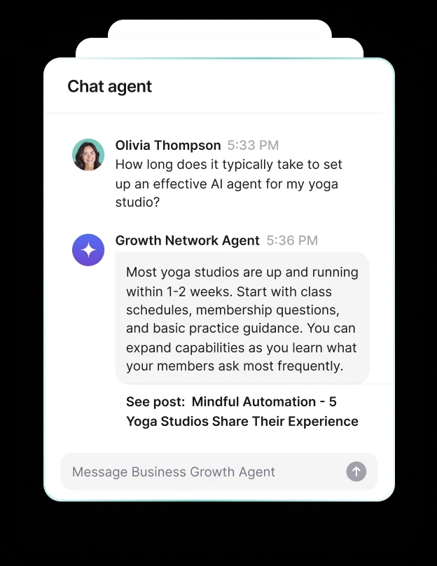 Train AI agents on your brand voice and expertise to guide members naturally