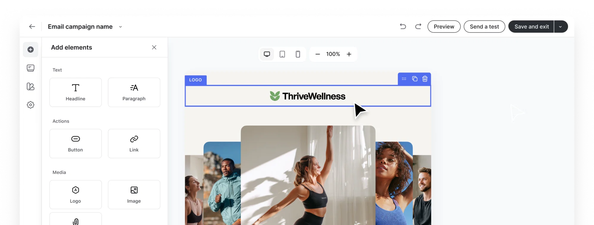 Create beautifully designed emails with an intuitive drag-and-drop builder