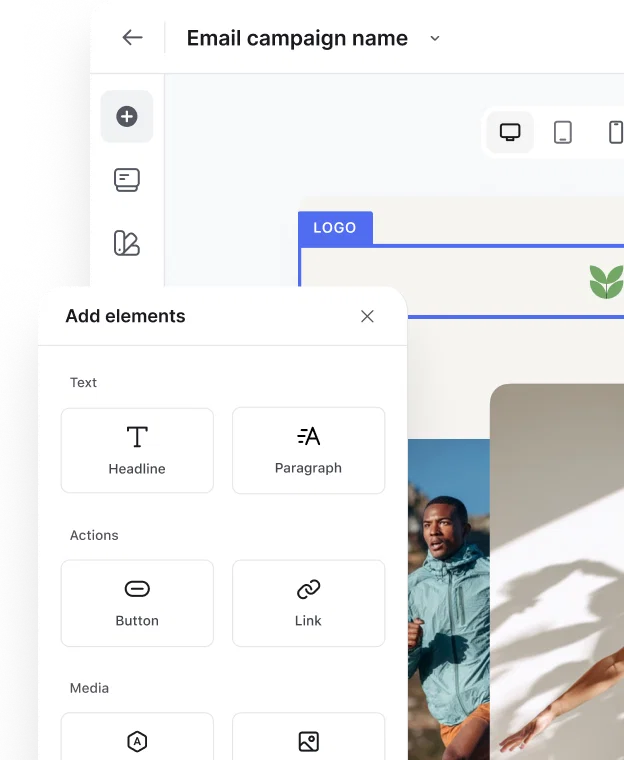 Create beautifully designed emails with an intuitive drag-and-drop builder