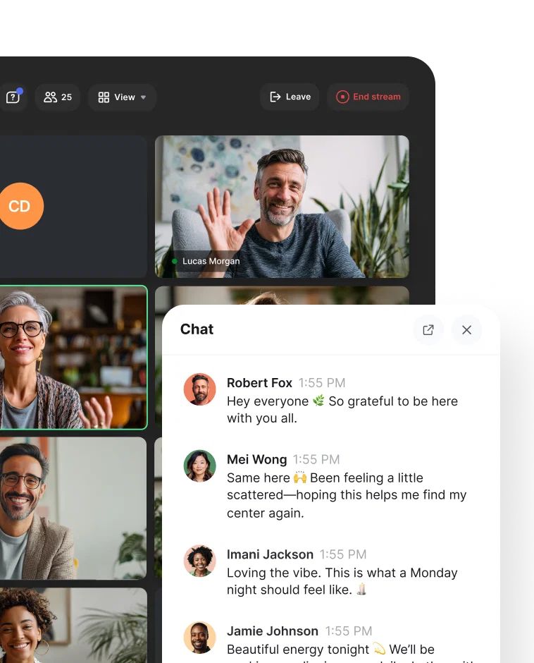 Hoste alles – von Coaching-Calls bis zu Summits – mit Circle Live‑Räumen und Streams