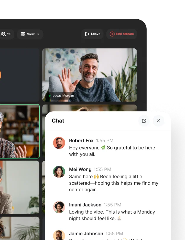 Hoste alles – von Coaching-Calls bis zu Summits – mit Circle Live‑Räumen und Streams