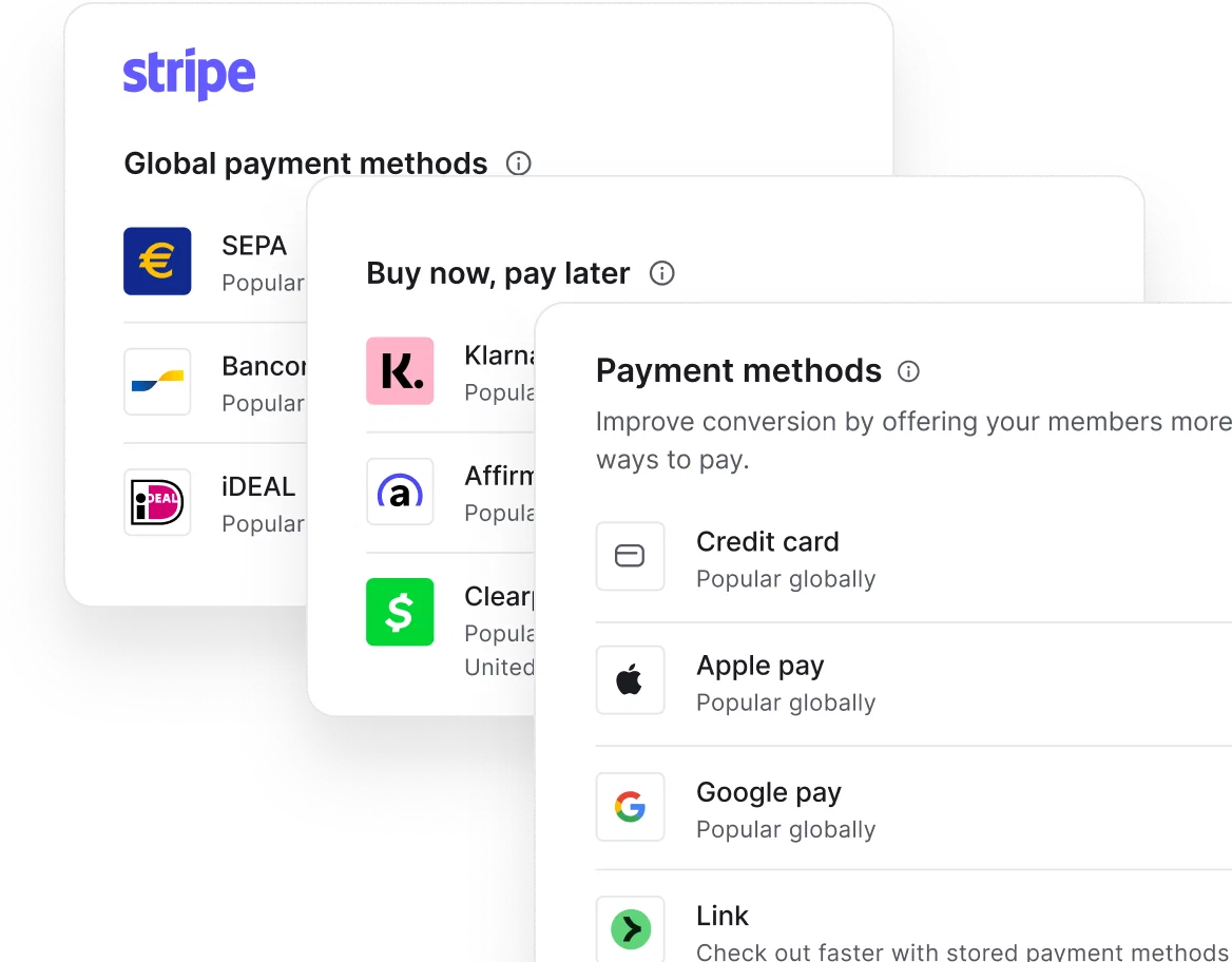 Support fast, modern payment methods and checkout powered by Stripe