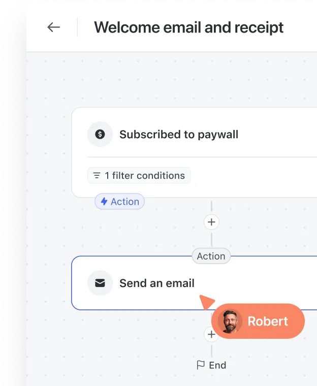Send personalized onboarding or reactivation emails triggered by payment activity