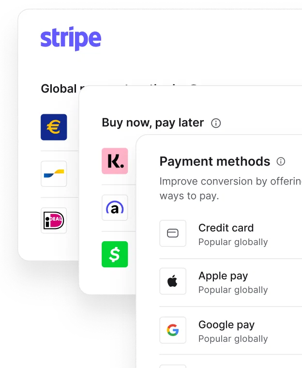 Support fast, modern payment methods and checkout powered by Stripe