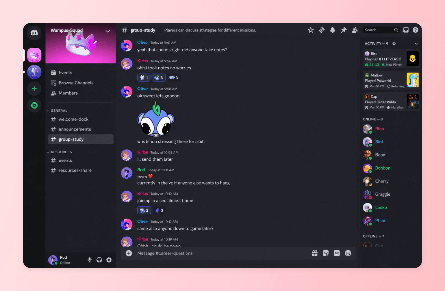 Discord server chat with reactions, showing one of the Facebook group alternatives creators compare for community features