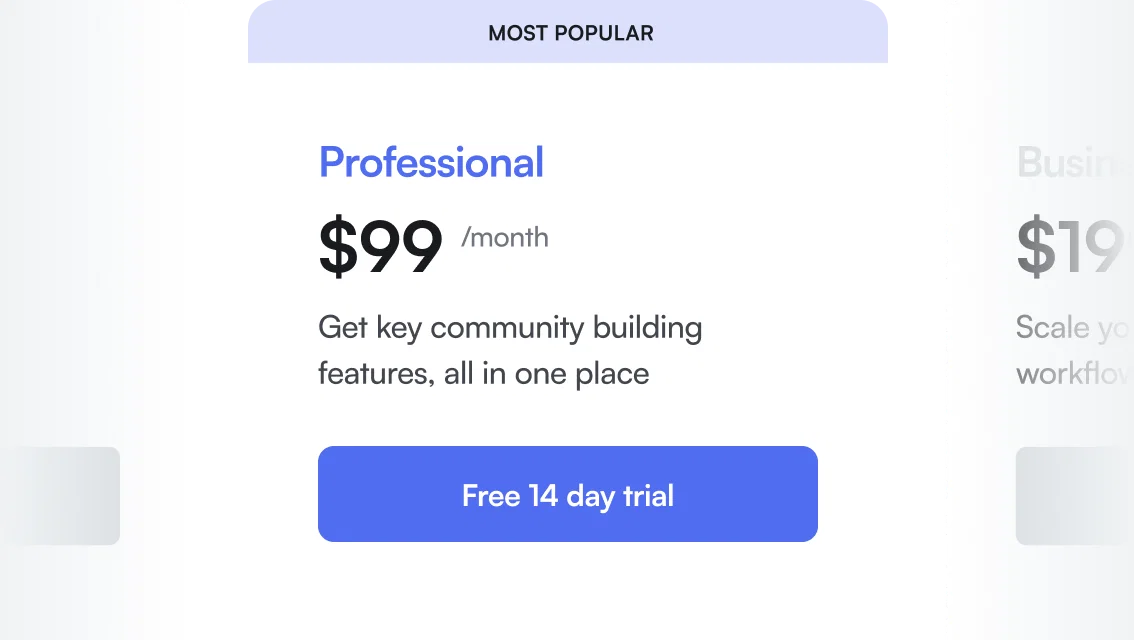 Circle plan pricing card