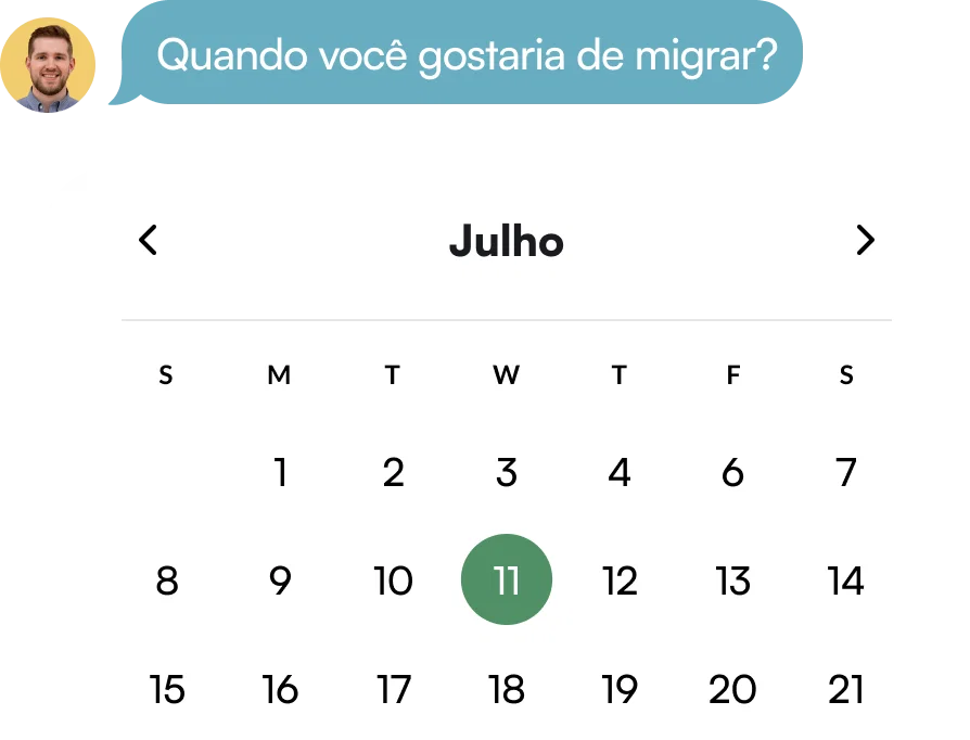 Um dia de migração agendado