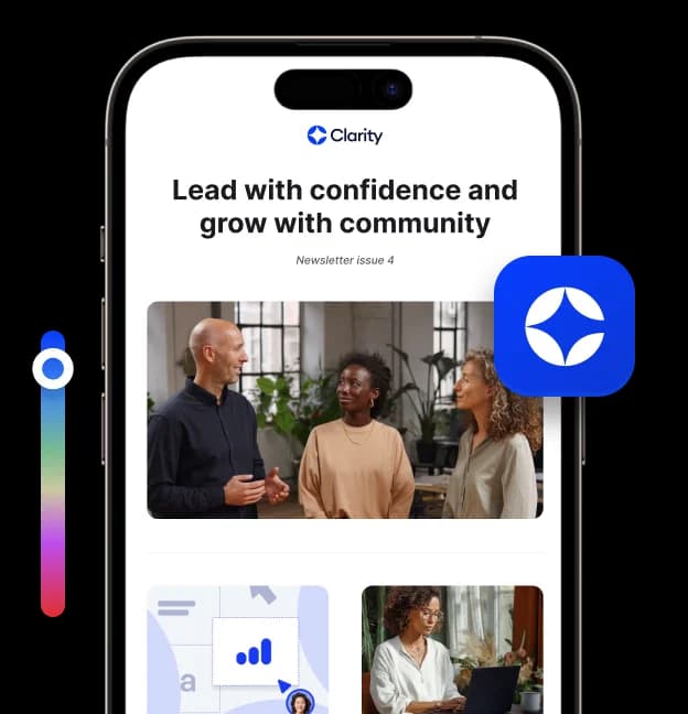 A custom home screen in a branded app, with a color picker and app icon