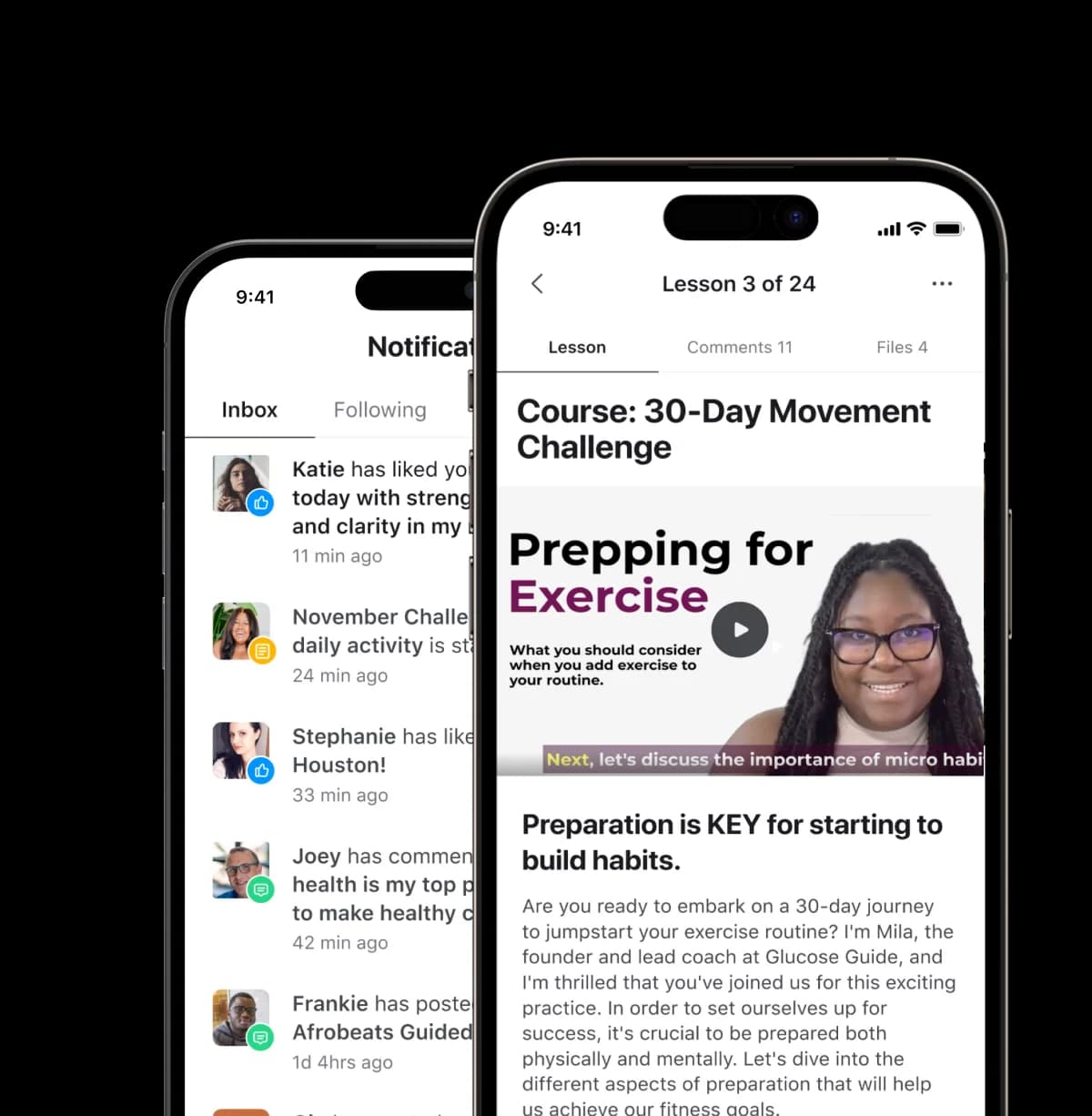 Glucose Guide’s branded app on two phones
