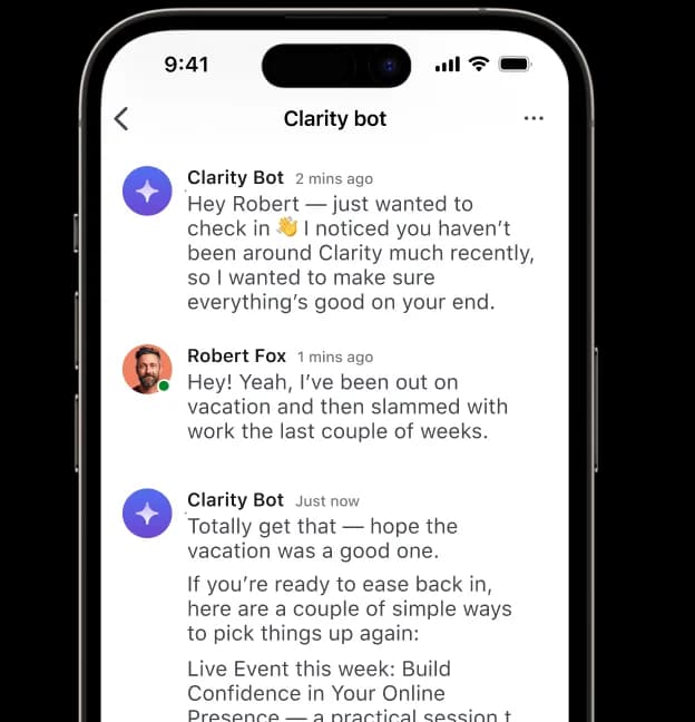 An AI agent checks in with a member who has gone quiet