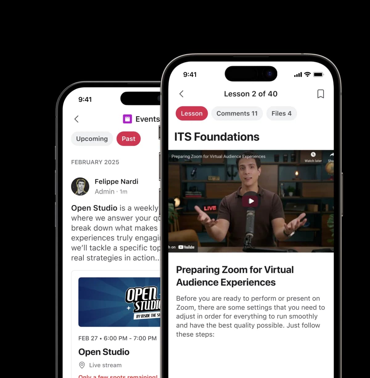 Inside the Show’s branded app on two phones