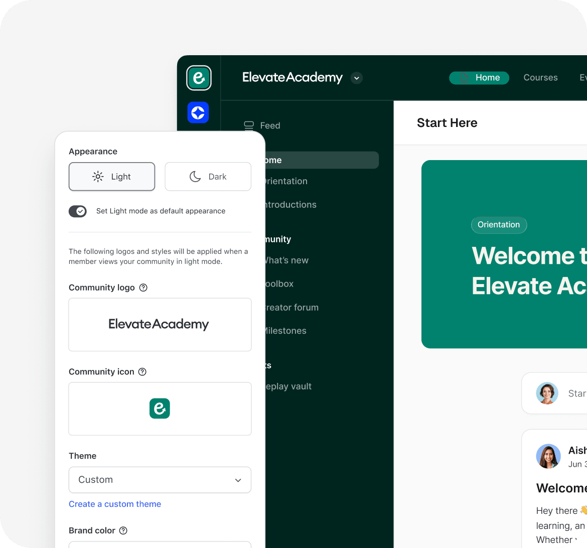Circle branding and control features
