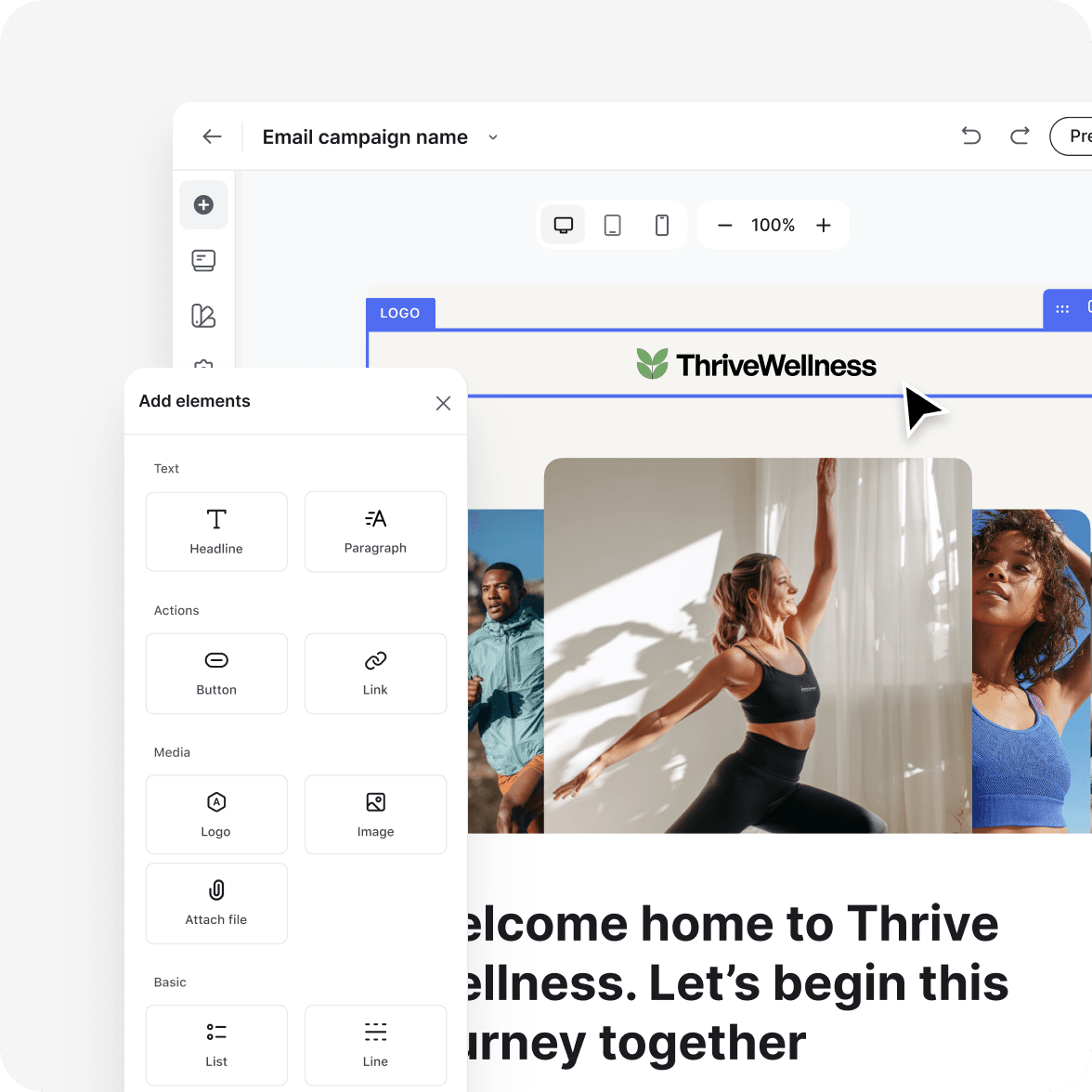 Circle’s drag-and-drop builder and mobile app side by side
