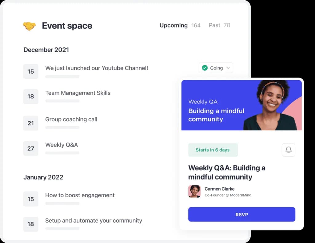 The Circle events space listing upcoming community events