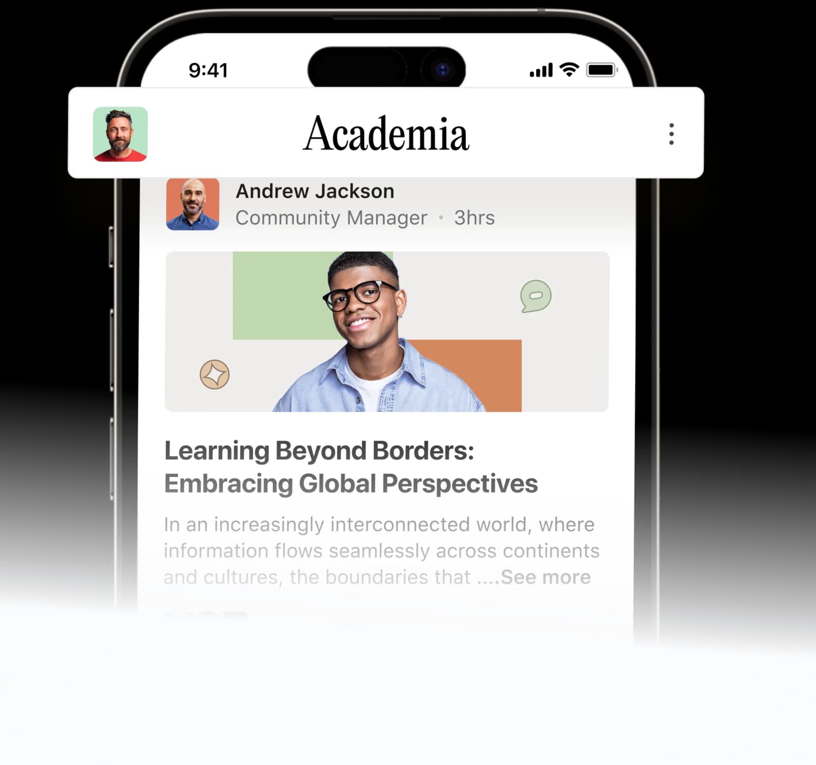 A branded community app built with Circle Plus, shown on an iPhone