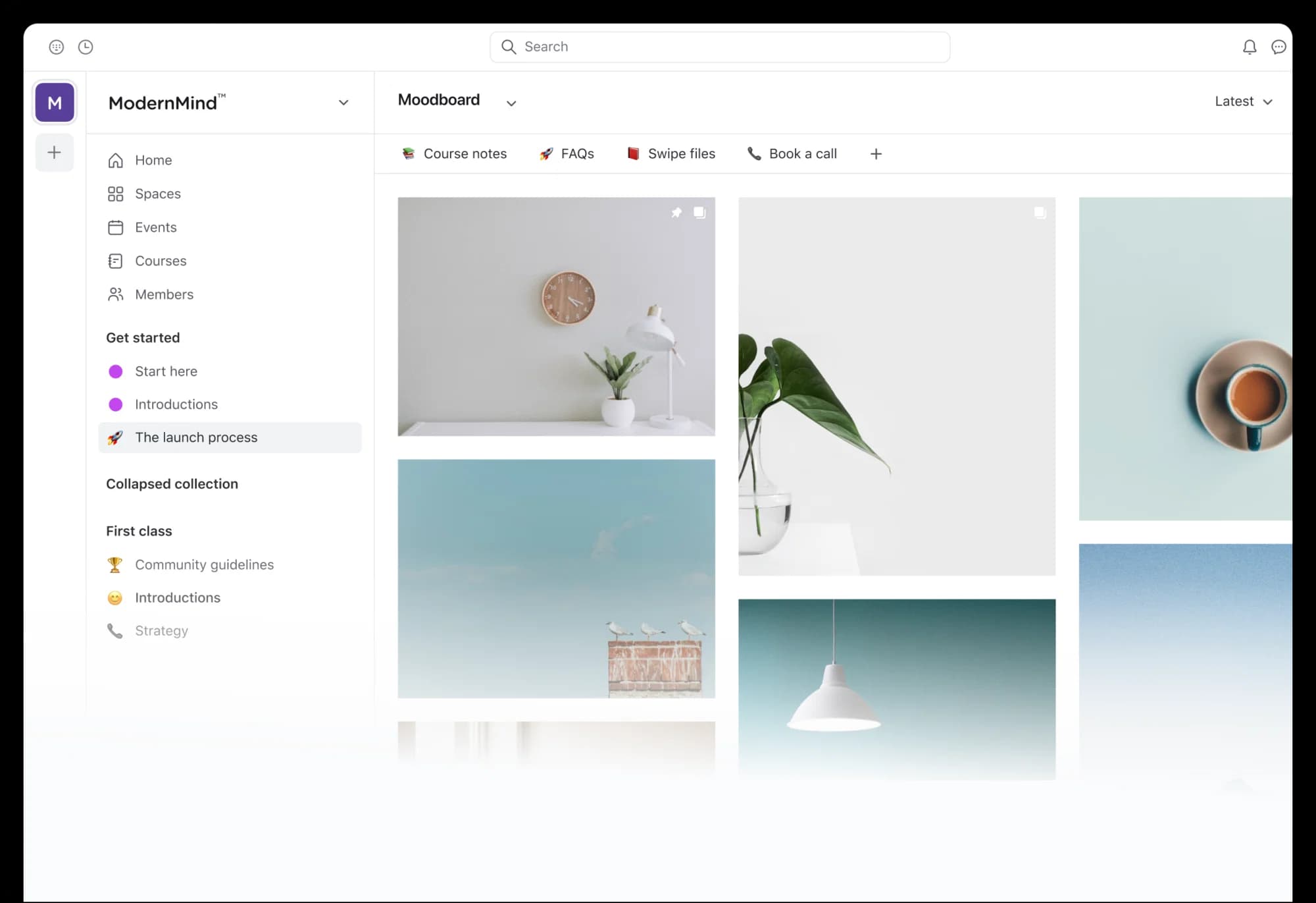 An image space in Circle showing a grid of photos