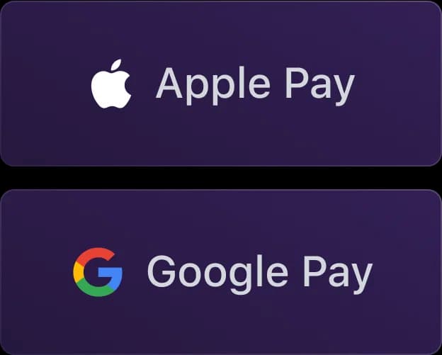 Apple Pay and Google Pay buttons