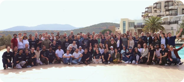 The Circle team gathered for a group photo at the Bodrum offsite