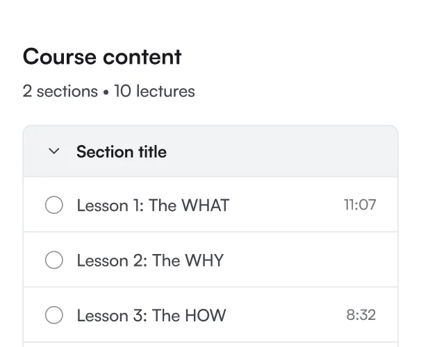 A course outline with its lessons