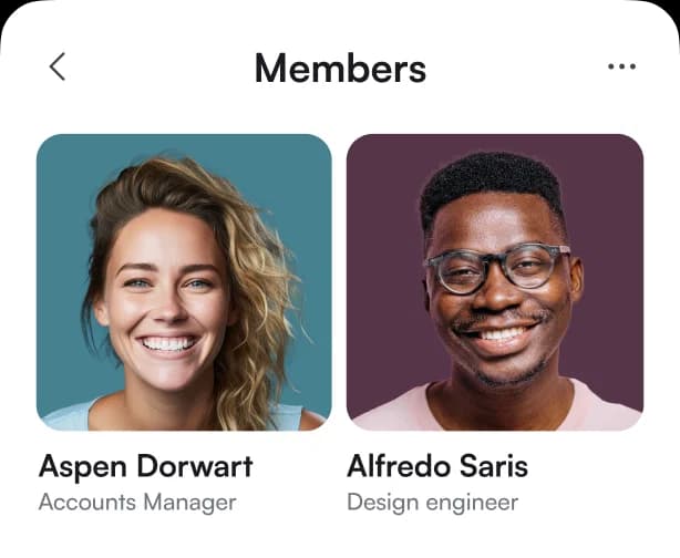 A member directory with profile photos