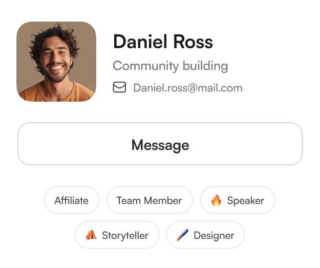 A member profile card with a message button