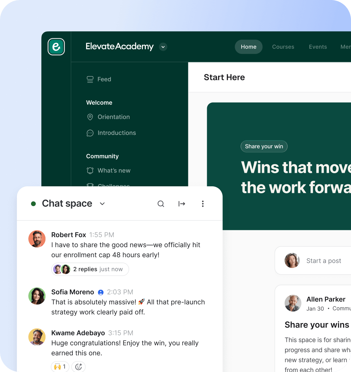 A course community running on Circle