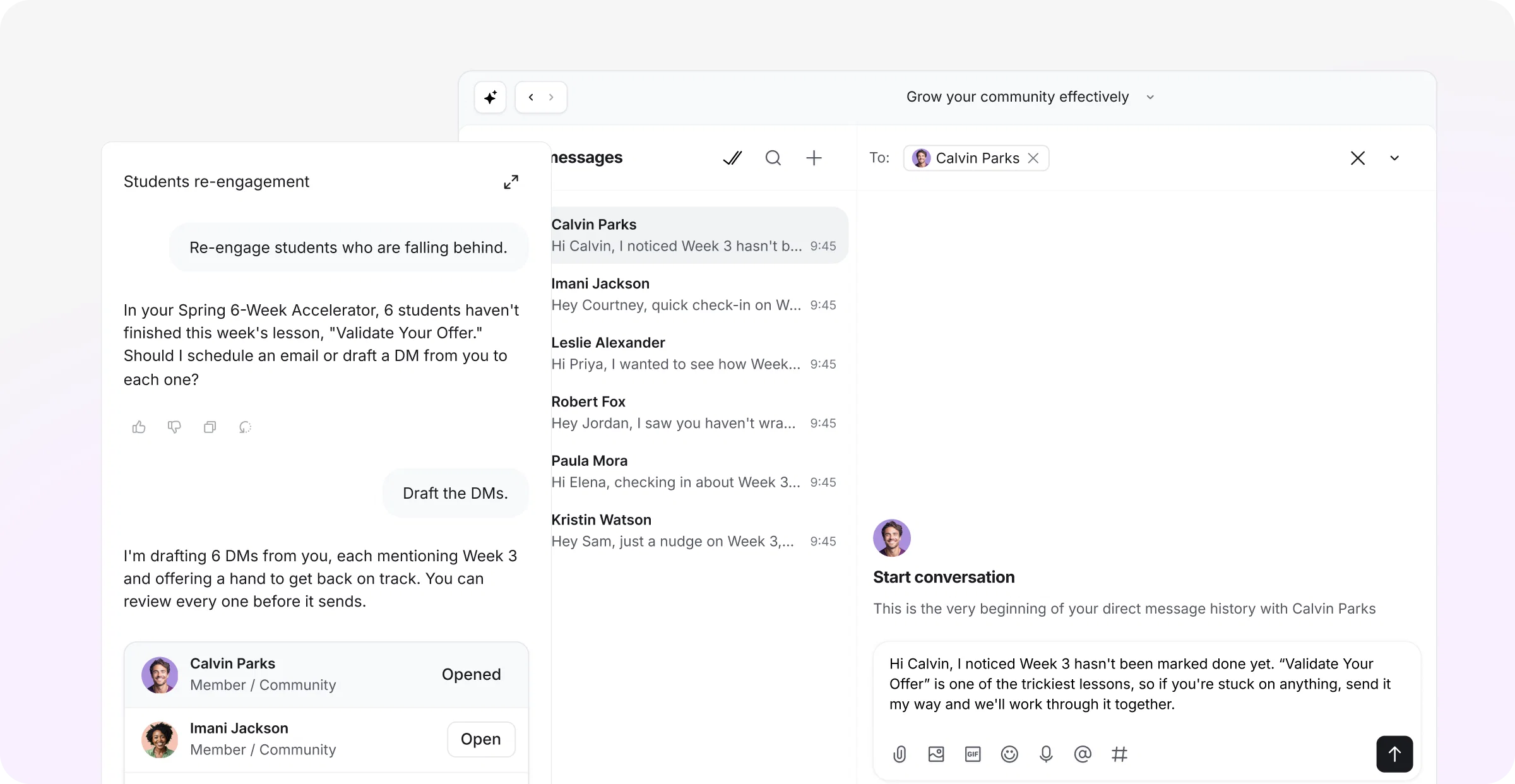 Circle re-engaging students who are falling behind