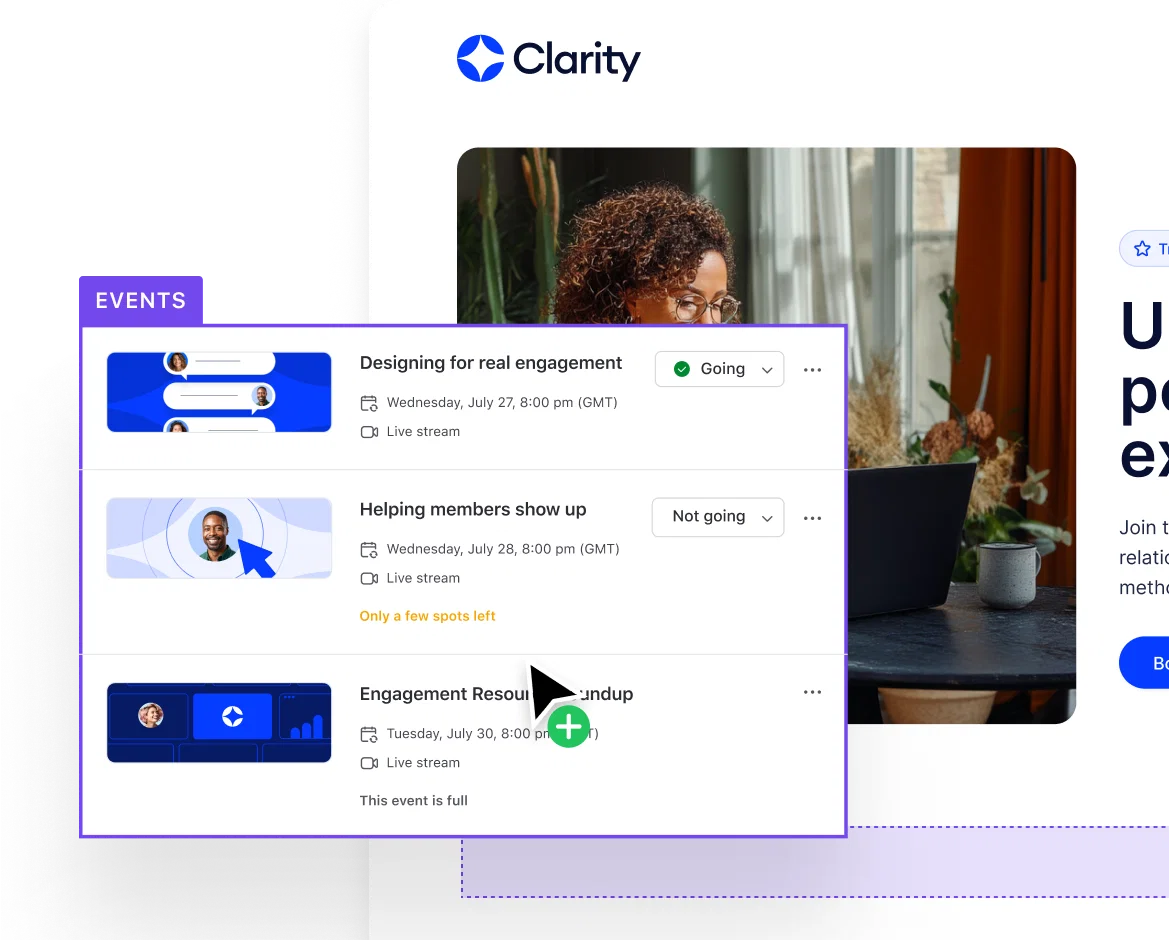 Use dynamic blocks to preview events, featured posts, and course highlights