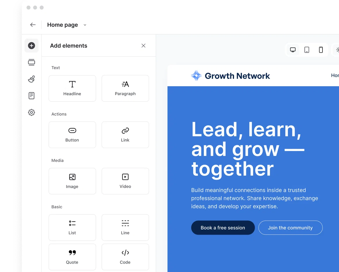 Build homepages, landing pages, and sales pages with ease